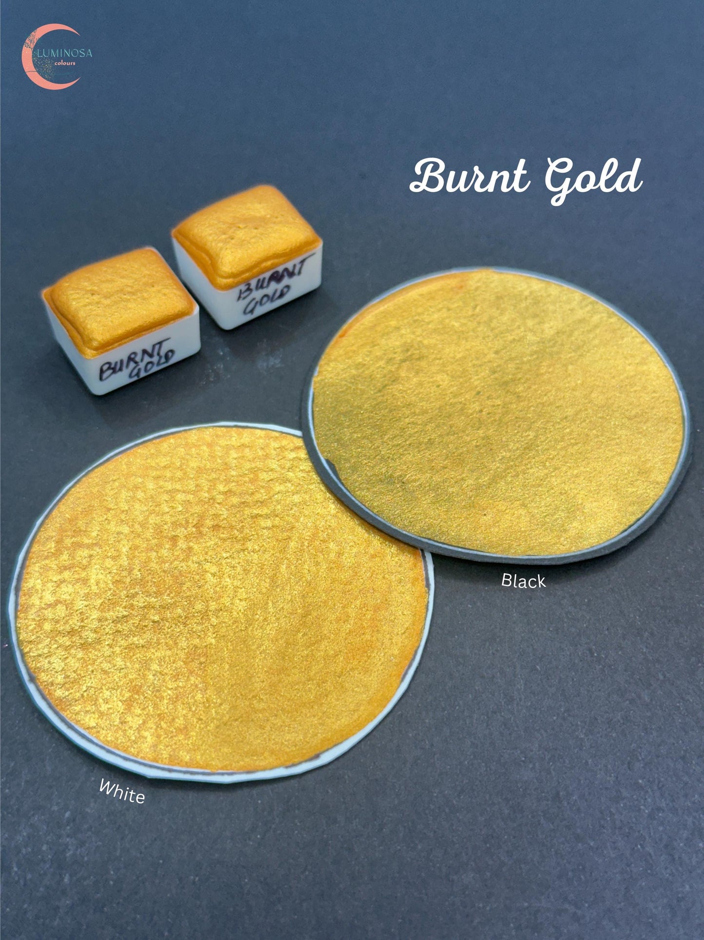 MICA Burnt Golden Metallic Watercolor – Handmade Indian Gold Watercolour, super sparkly golden handmade for artists