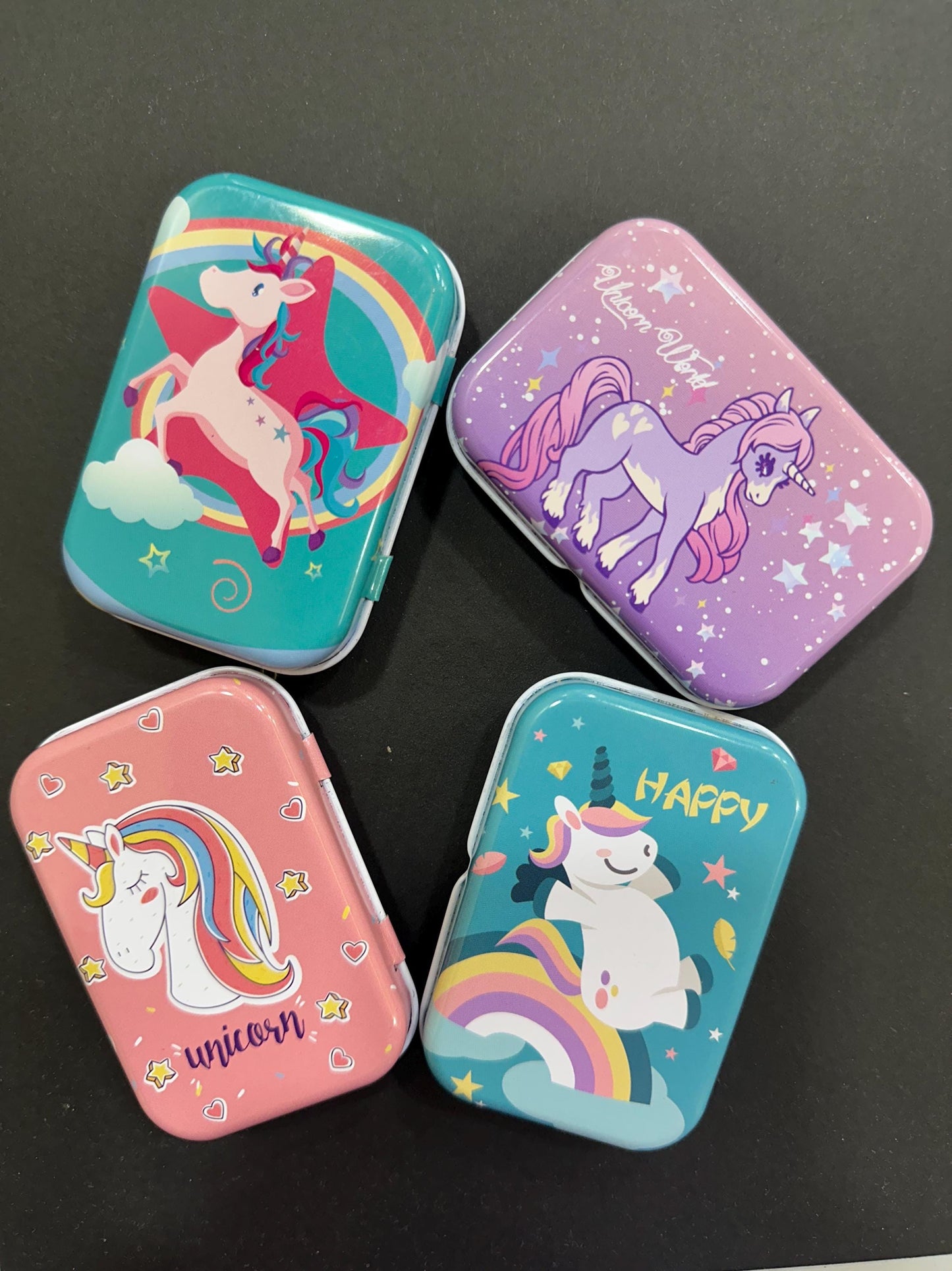 Unicorn Printed Watercolour pans storage tin (Fits 8 half pans)