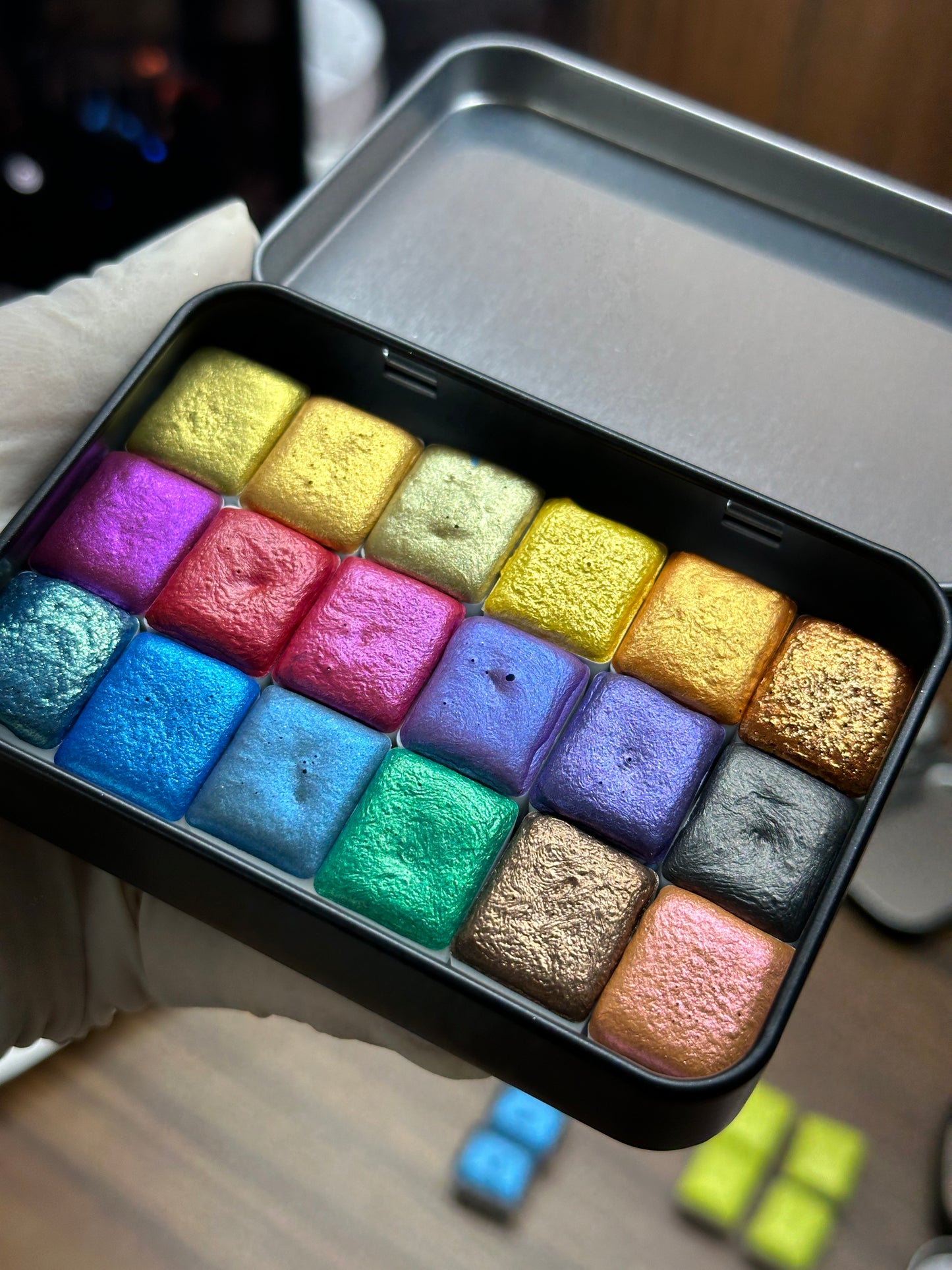Mica Rainbow Super Set - Set of 18 x 3ml Half Pans - Handmade Metallic Watercolours