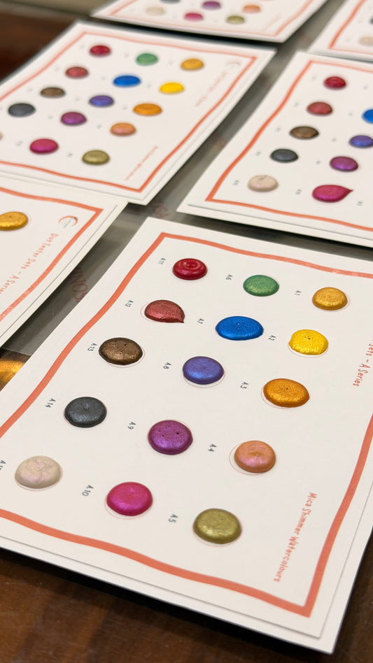Dot Sample Pack - Series A - Shimmer Mica Watercolours Tester Palette - 15 tester dots of paints