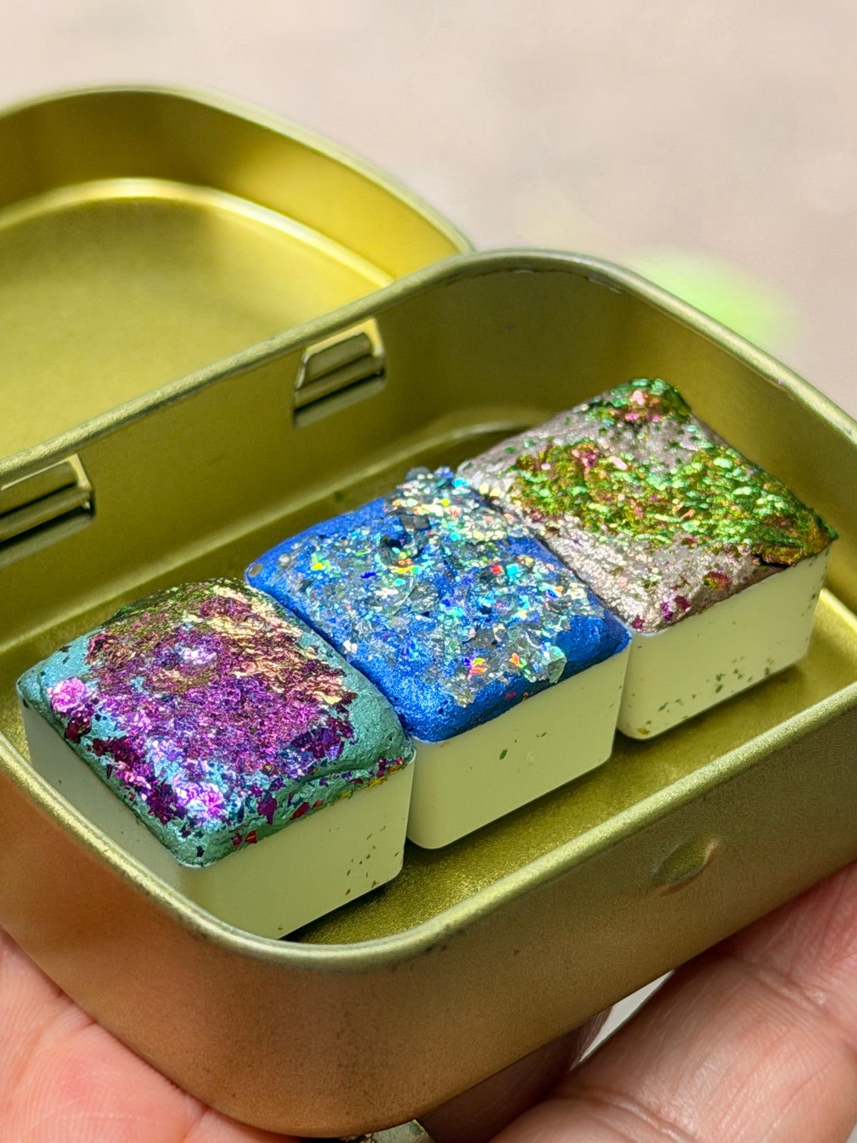 Magic of the Sea Watercolour Palette – 3 Half Pans, Special Effect Glitter Paint