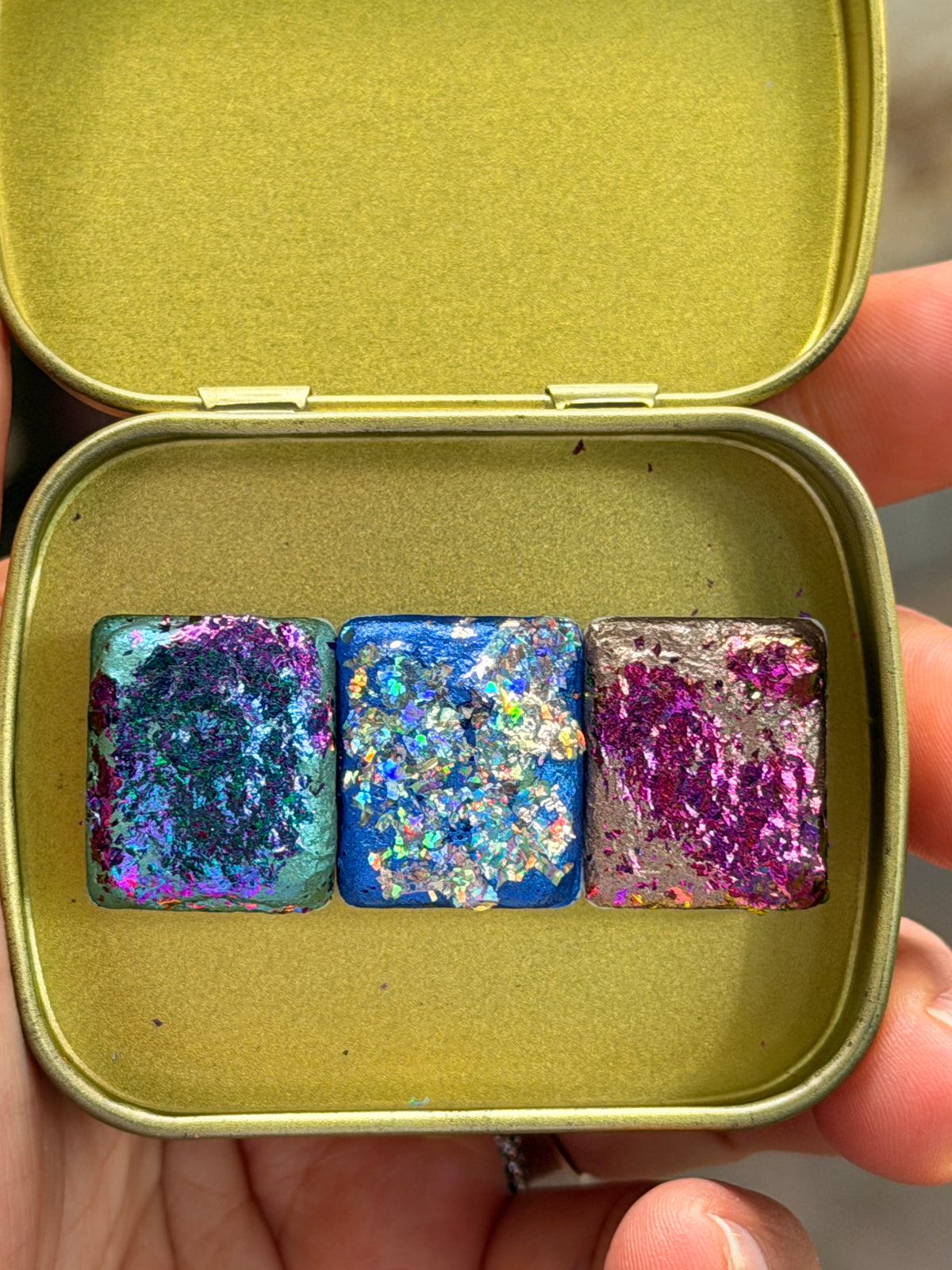 Magic of the Sea Watercolour Palette – 3 Half Pans, Special Effect Glitter Paint