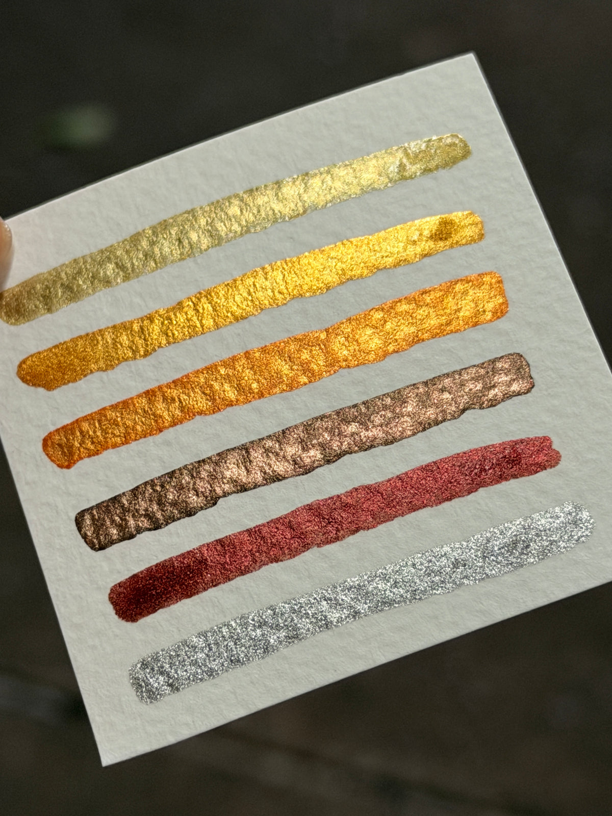 Basics Shimmer Watercolor Half Pans – Golden, Silver, Reds, Browns – Art Supplies
