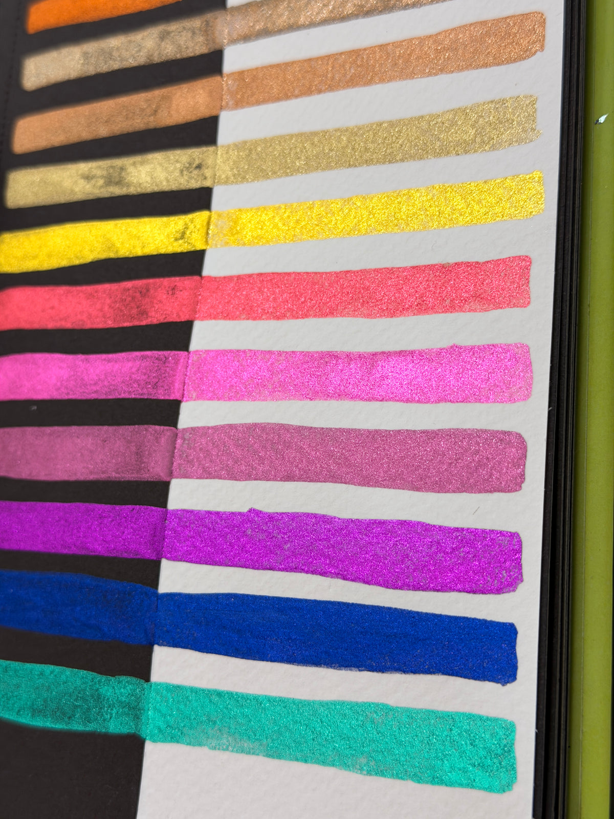 Chrome Pop Watercolour Palette - Set of 12 button pans - Handmade Metallic Watercolours