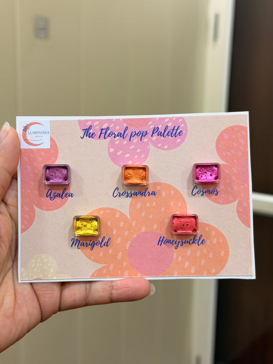 The floral pop Chrome Palette - Tester Palette| Handmade Metallic Watercolours | Glitter Paints (Copy)