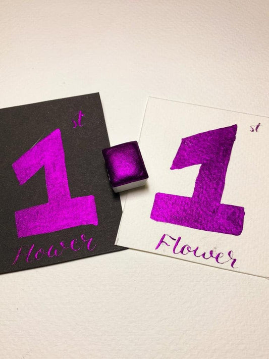 First Flower - Deep Purple Chrome Watercolour Half Pan