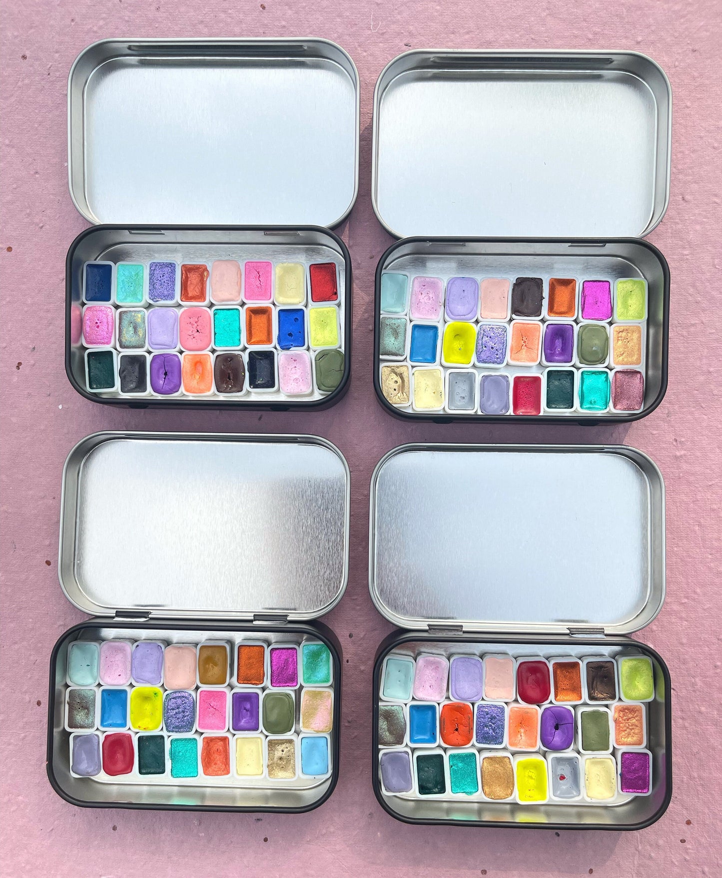 Handmade Watercolour Paint Tester Set – Metallic & Colorshift, 24 Mini Pans