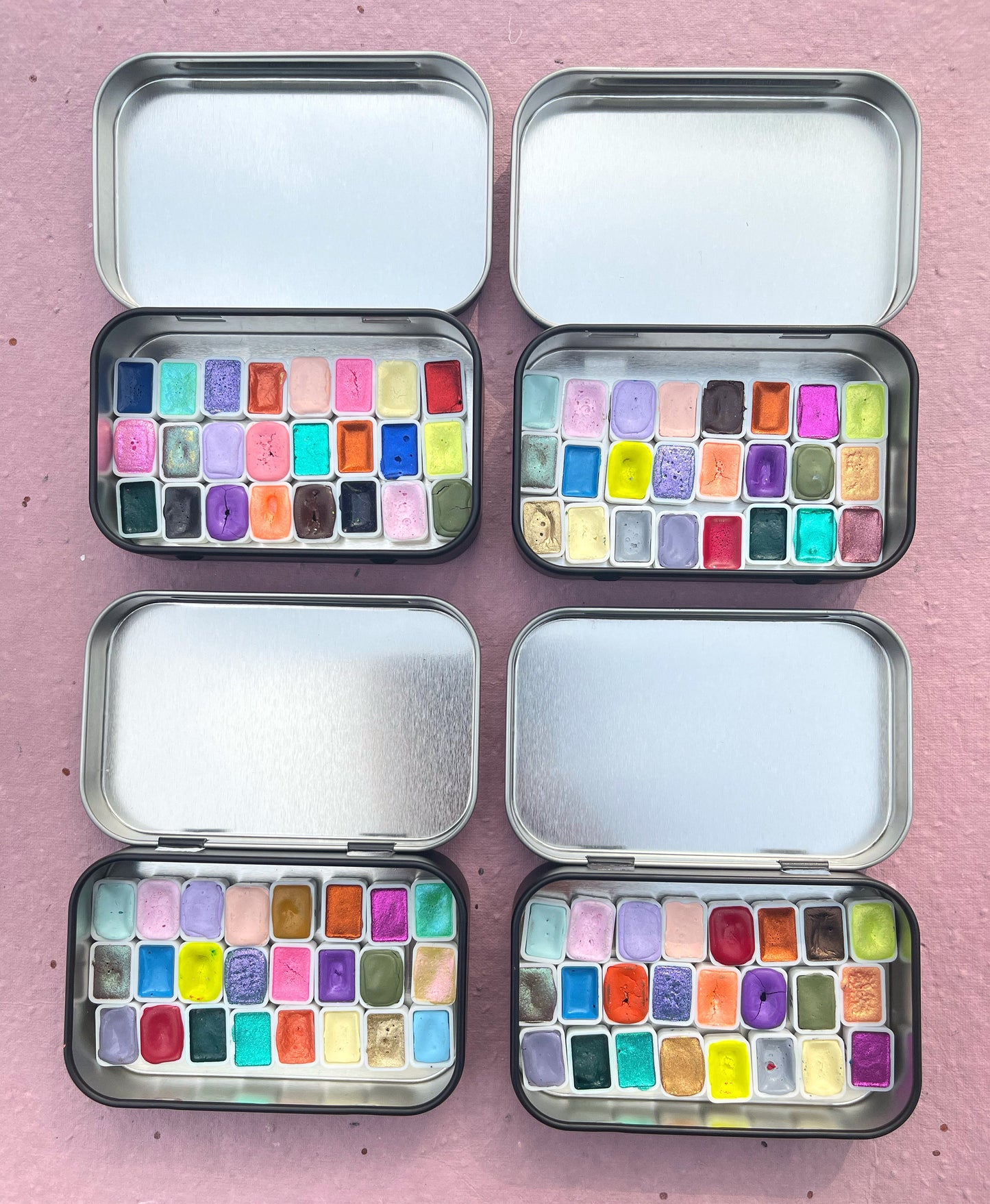 Handmade Watercolours Gift Combo, sparkly watercolours, 300GSM paper, metallic paints, colorshifting, dot samples, mini pans
