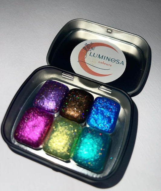 HOLO-SHOCK Holographic Glitter - Handmade Watercolours - Set of 6 Quarter pans