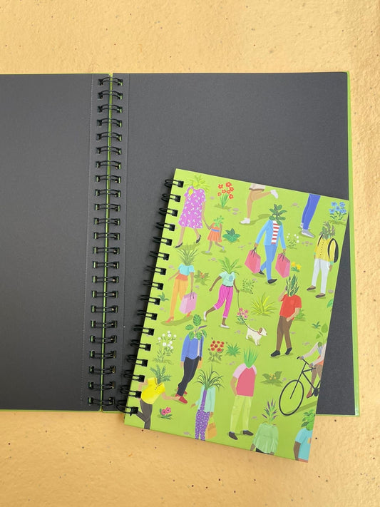 A4 Black Watercolour Paper Sketchbook , 300GSM watercolour black paper, Cotton Black paper, perforated sketchbook, spiral bound black notebook