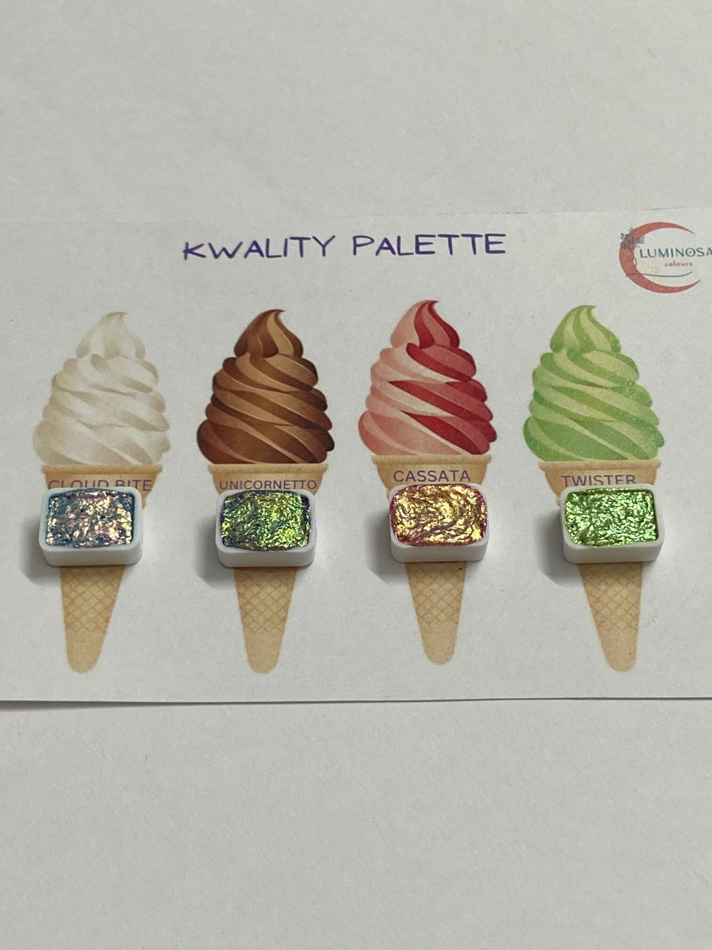 Kwality Palette - Hypershifting Watercolor Palette, mini pan card, cute gift for kids, stocking stuffer, tester pack, sample pack colorshift