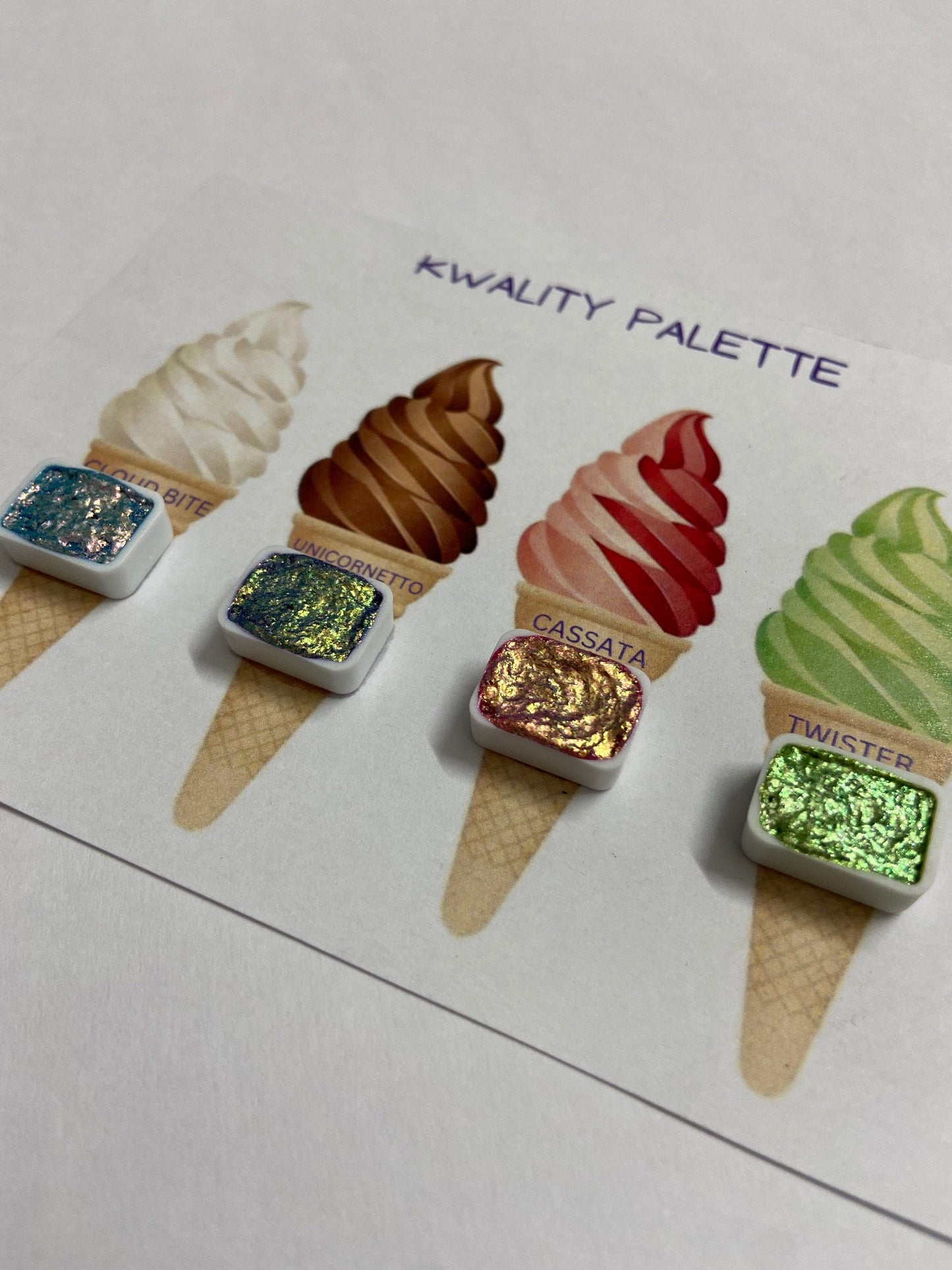 Kwality Palette - Hypershifting Watercolor Palette, mini pan card, cute gift for kids, stocking stuffer, tester pack, sample pack colorshift