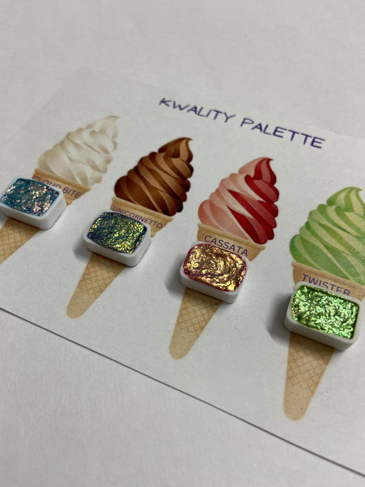 Kwality Palette - Hypershifting Watercolor Palette, mini pan card, cute gift for kids, stocking stuffer, tester pack, sample pack colorshift