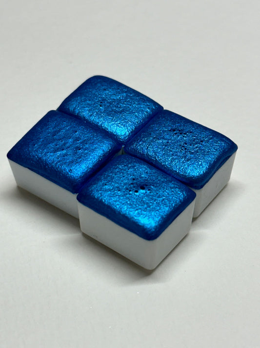 Bright Blue Metallic Handmade Watercolour - Midnight Blue - Non-Toxic Shimmer Watercolours, Royal blue calligraphy ink, mica paint