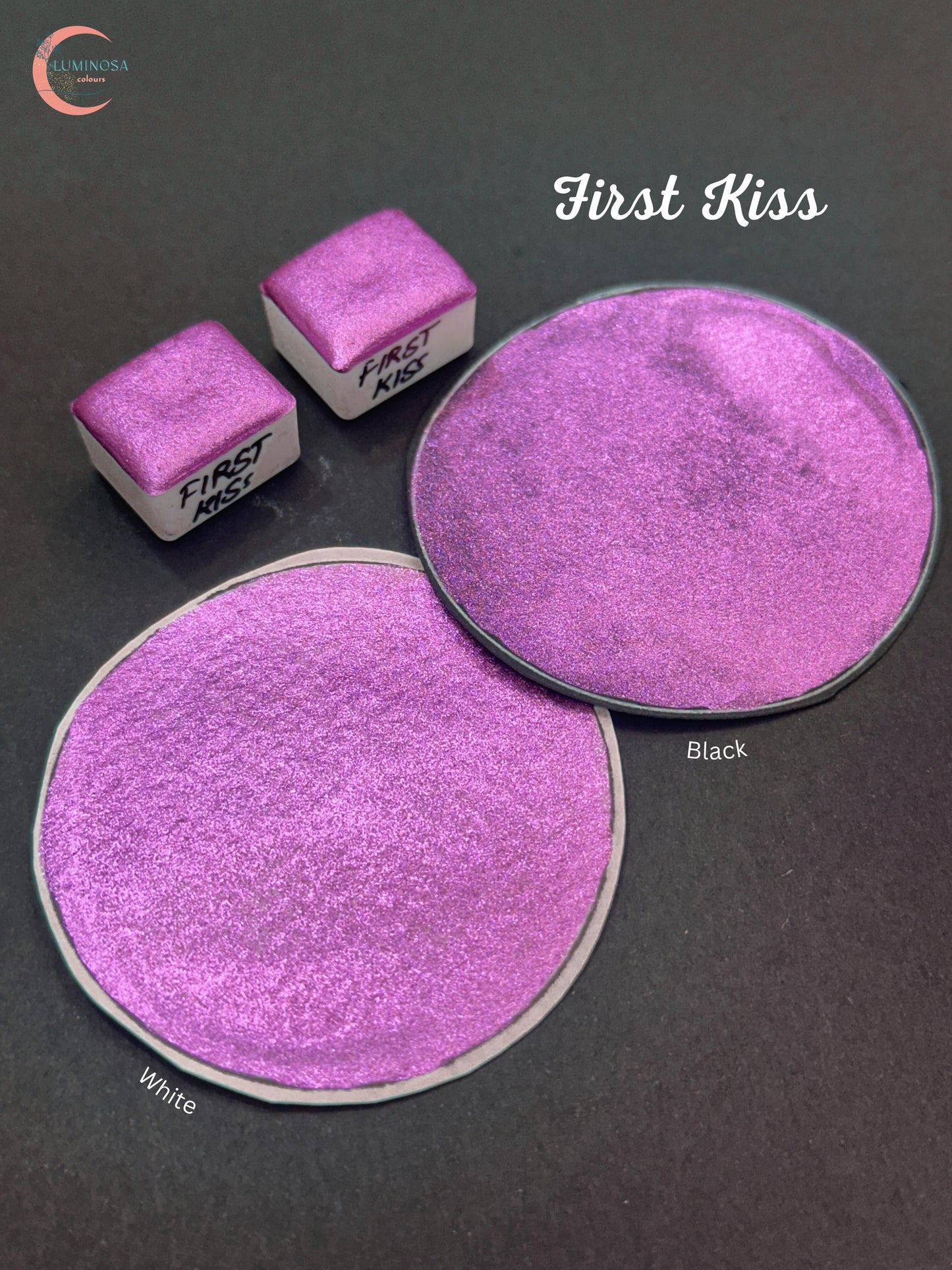 First Kiss - Blush Pink Metallic Watercolour Half Pan Chrome Shimmer Watercolour calligraphy ink gift for artists