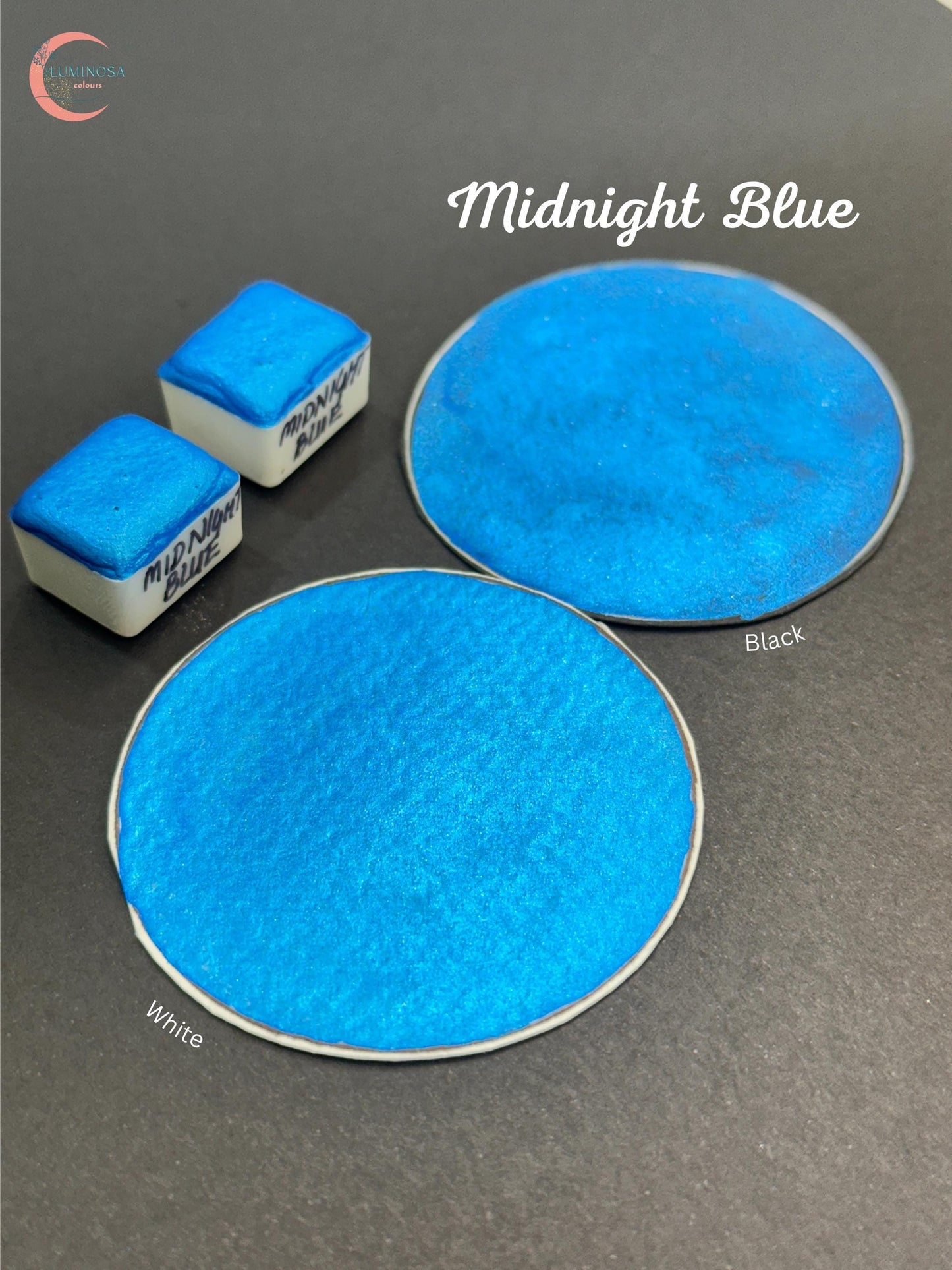 Midnight Blue Handmade Watercolor Paint, Shimmering Watercolour, Half Pan or Full Pan