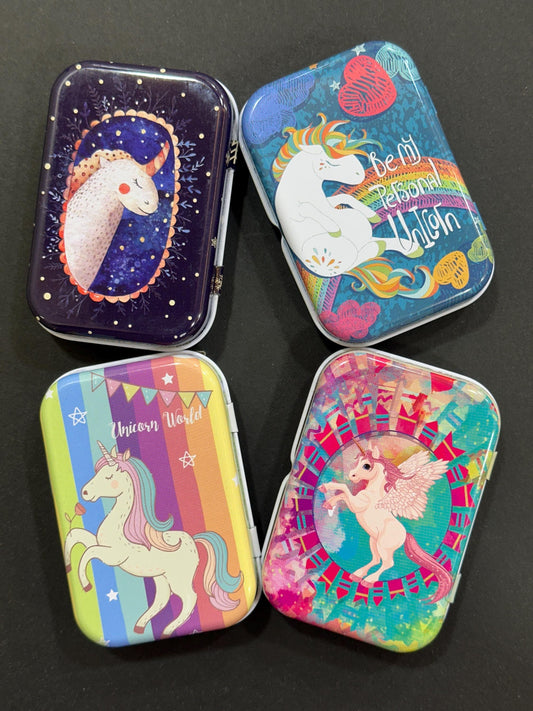 Unicorn Printed Watercolour pans storage tin (Fits 8 half pans)