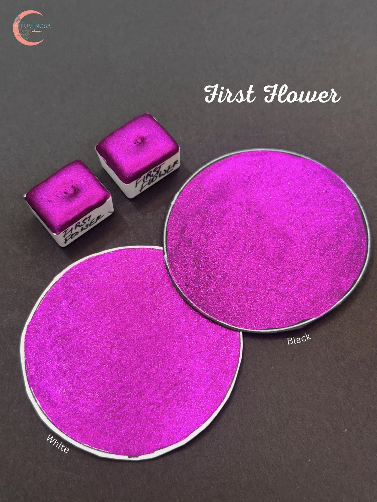 Deep purple chrome watercolour, violet glitter paint, calligraphy ink, handmade metallic watercolour pan, shimmer watercolor, half pan