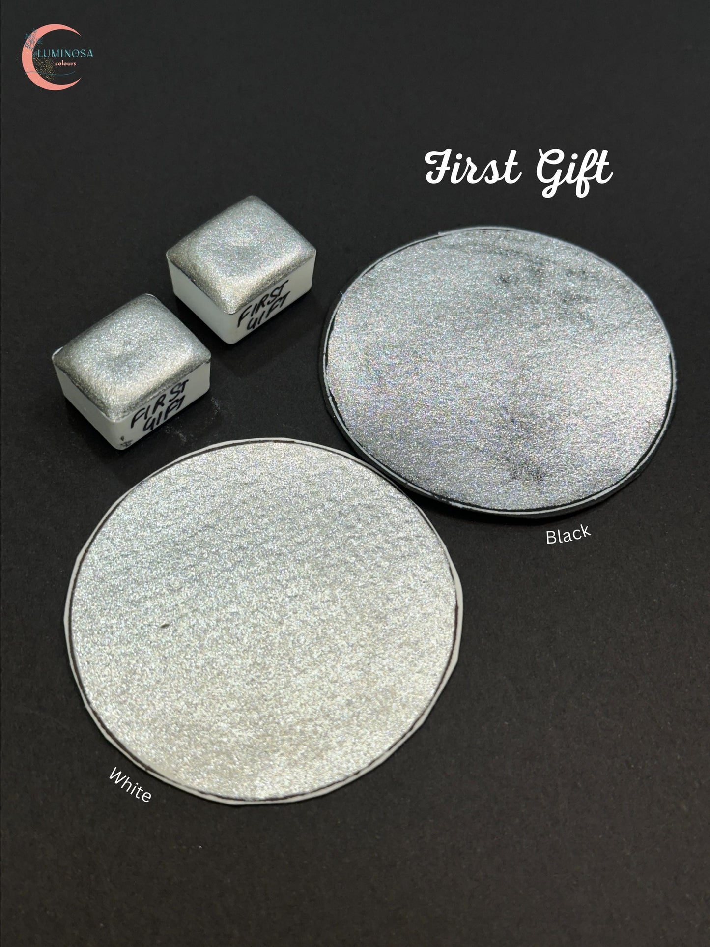 First Gift - Mercury Silver Metallic Watercolour Half Pan, chrome watercolours super sparkly metallic silver paint