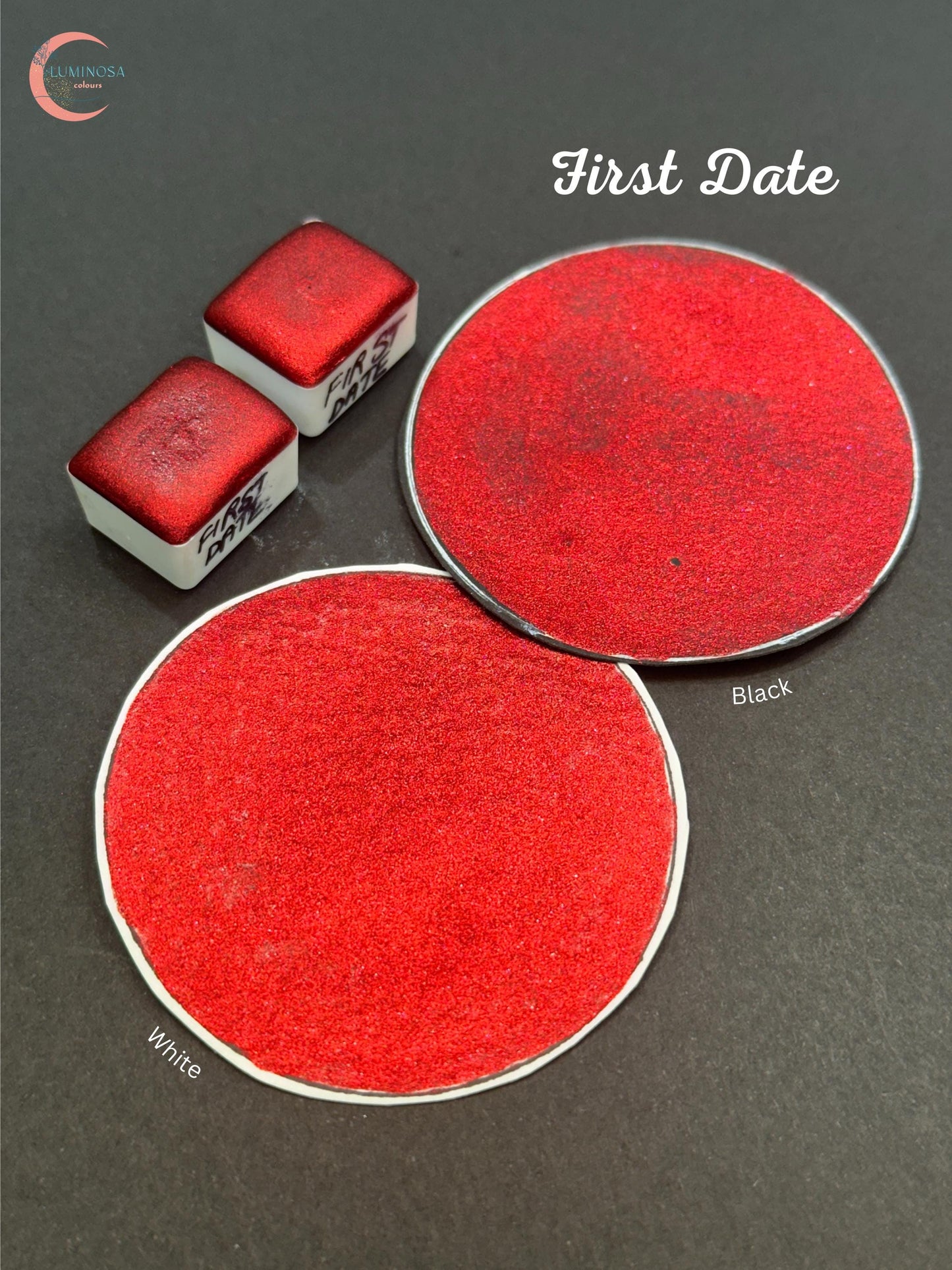 Ruby Red Metallic Chrome Watercolour Half Pan, Chrome Shimmer Watercolour calligraphy ink gift for artists
