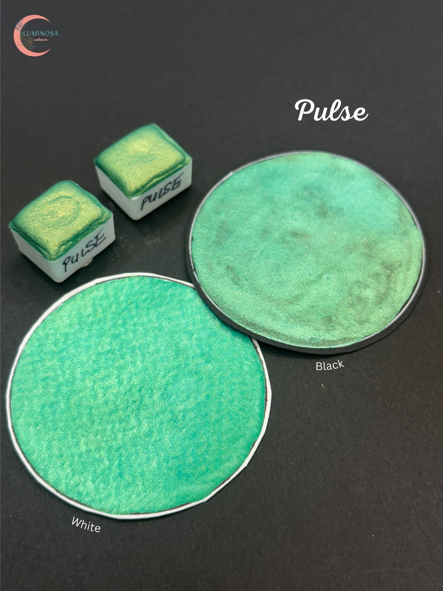 Metallic Handmade Watercolour Half Pan - Pulse Green Gold