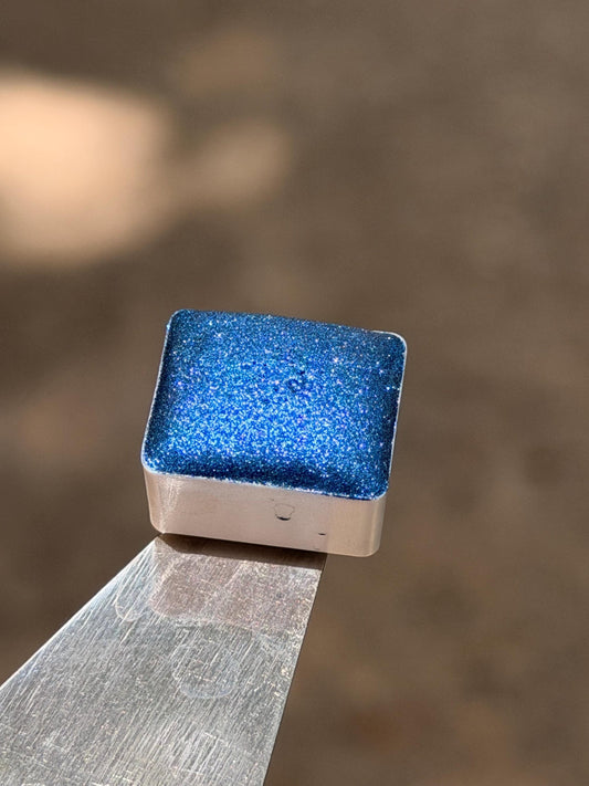 First Fight - Teal Chrome Metallic Watercolour Half pan, super sparkly, mirror pigment