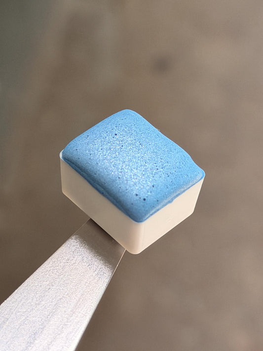 Neon Pastel Blue  - Shimmer Watercolour Half Pan - Handmade Watercolours, Gifts for artists, Calligraphy Inks