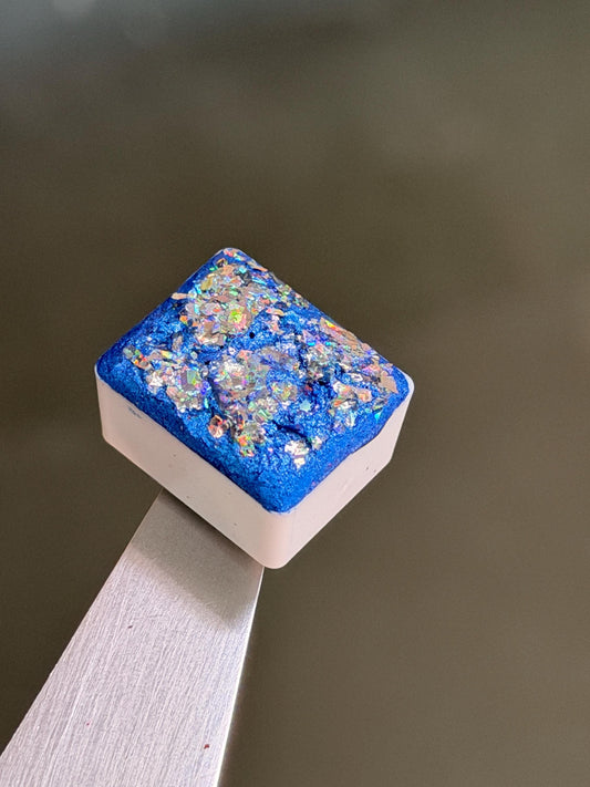 Atlantis - Holographic/Colourshifter Flakes Handmade Shimmer Watercolour Half Pan - Super glittery Paints