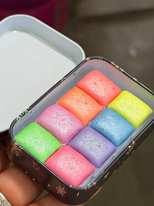Bright Metallic Neon Shimmer Watercolour Paint - Set of 8 Half Pans