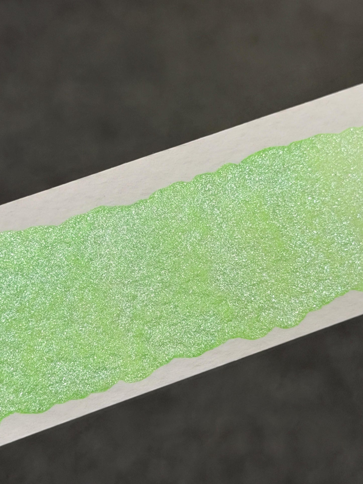 Neon Pastel Green - Shimmer Watercolour Half Pan - Handmade Watercolours, Gifts for artists, Calligraphy Inks