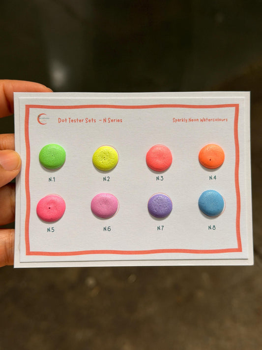 Neon Watercolour Tester Palette - Set of 8 Samples - Shimmery Neon Pastel Watercolours - Handmade Paints